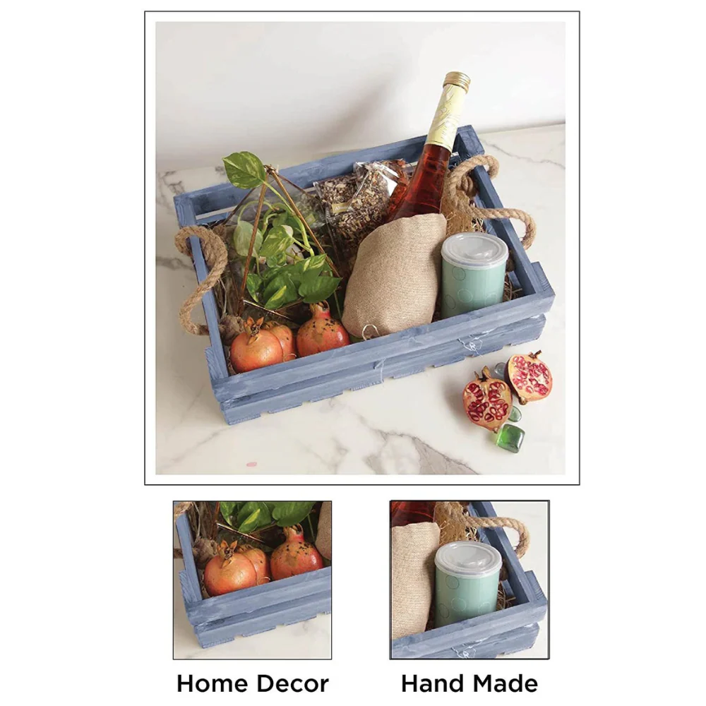 Wooden Basket with Jute Rope - Image 4