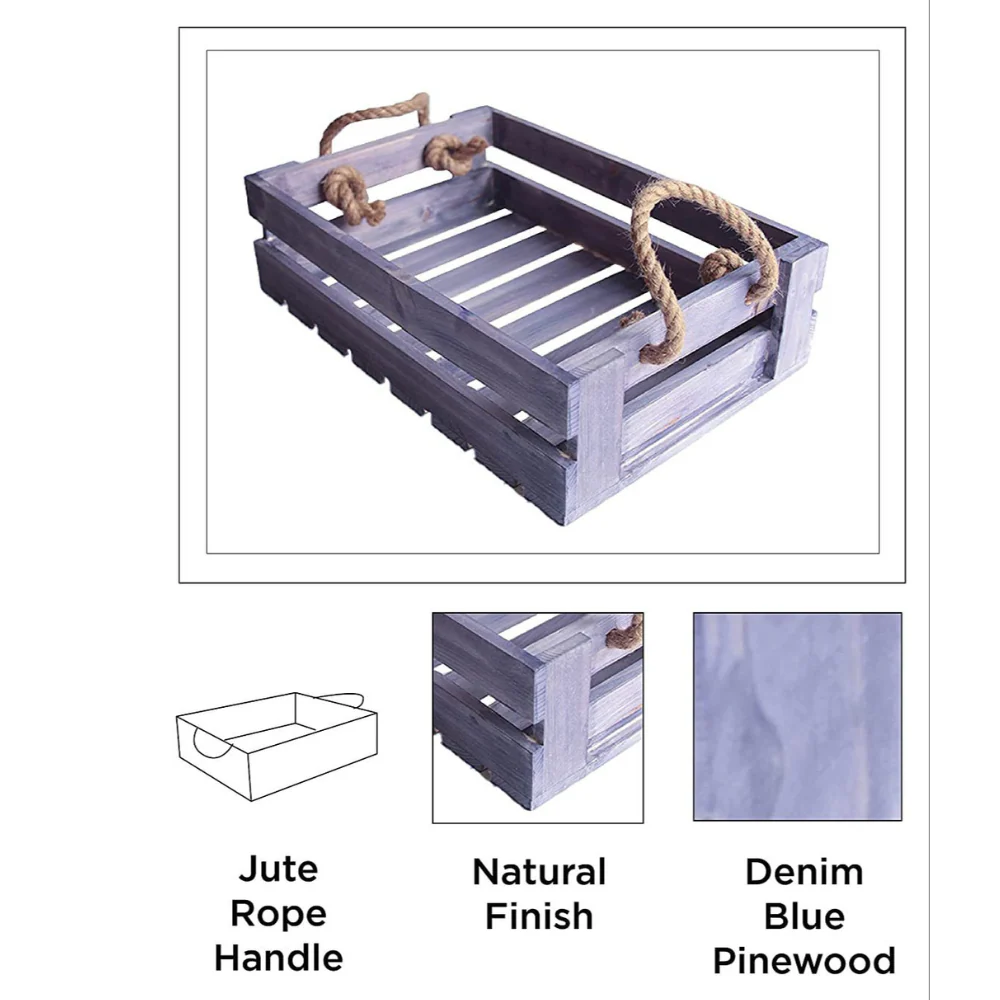 Wooden Basket with Jute Rope - Image 2