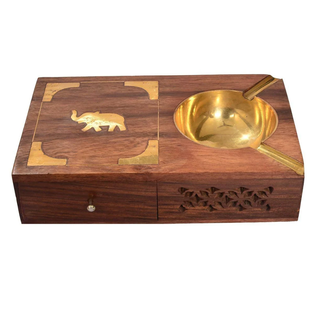Wooden Ashtray With Lid - Image 2