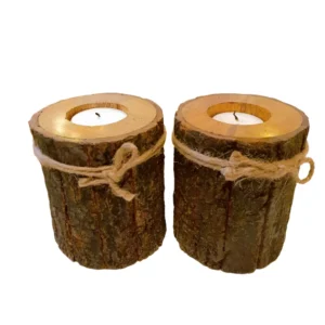 Candle Holder With Side Bark
