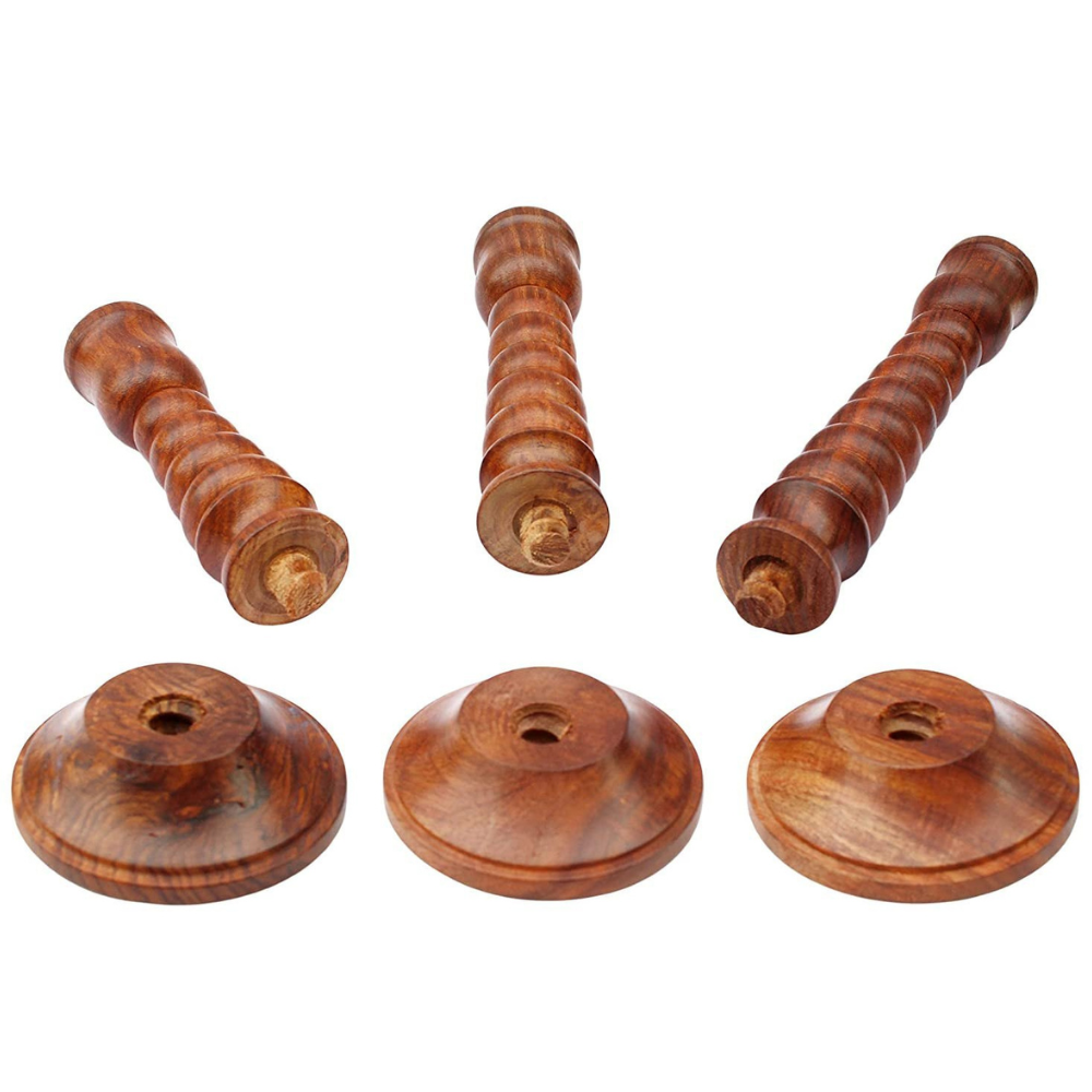 Handcrafted Wooden Candle Holder Set (Set of 3) - Image 2