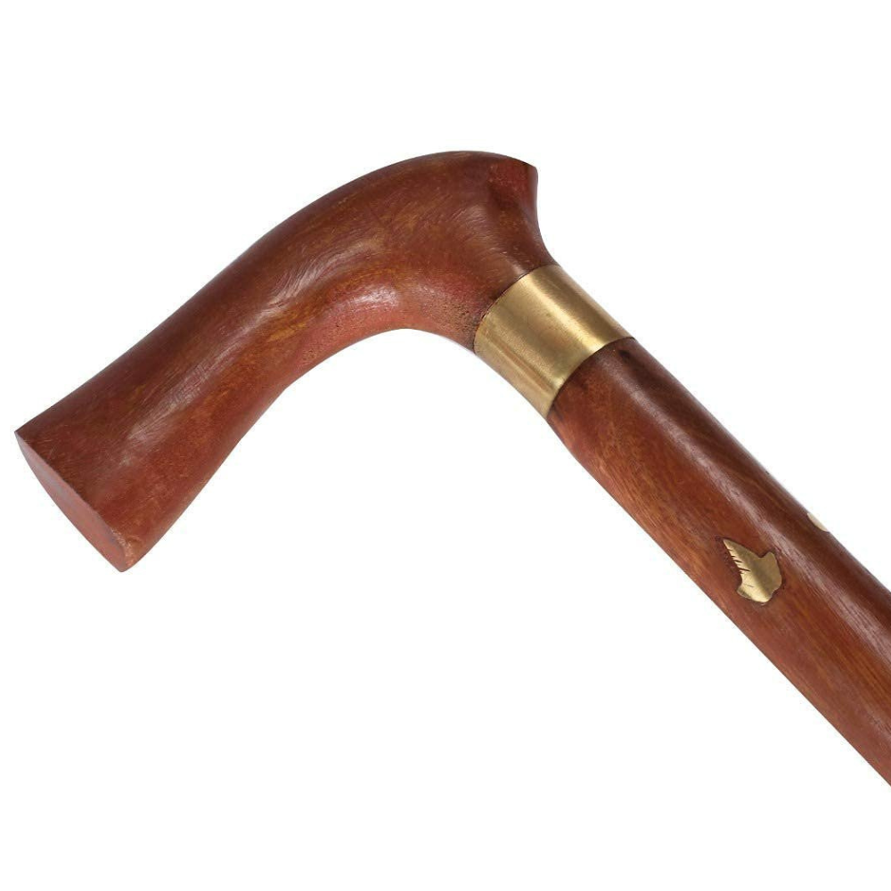 Handcrafted Wooden Walking Stick with Brass Handle - Image 3