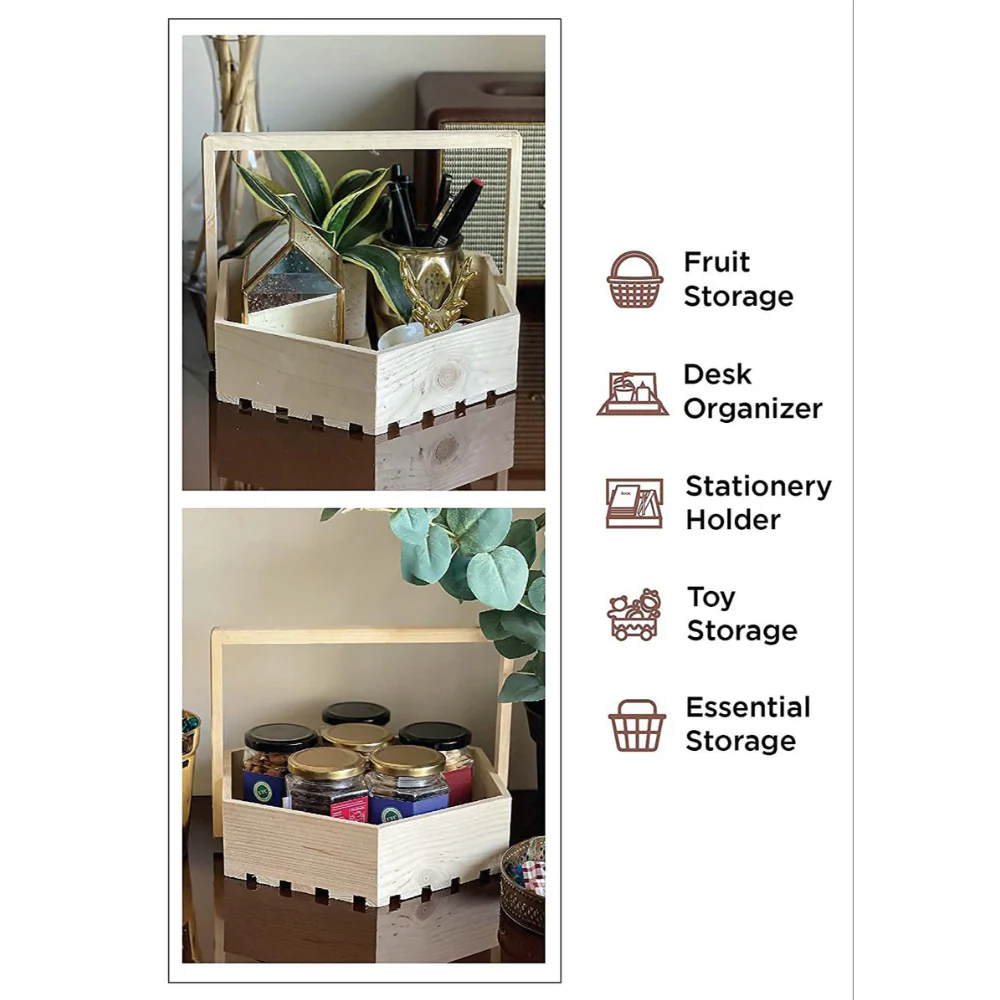 Handcrafted Wooden Basket - Image 6