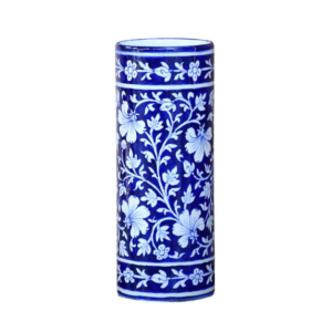 Blue Pottery Cylinder Shape Vase