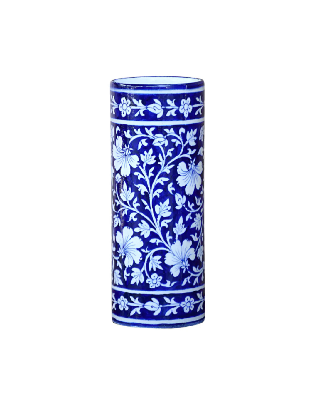 Blue Pottery Cylinder Shape Vase
