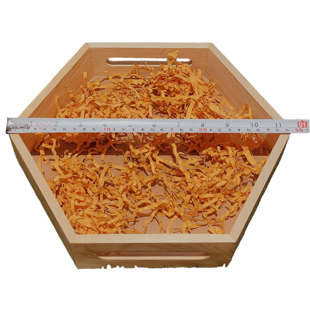 Handcrafted Wooden Hexagon Basket with Dry Grass Filling - Image 4